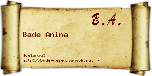 Bade Anina névjegykártya